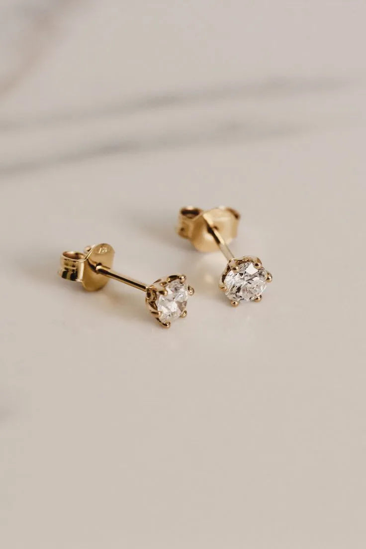 Solitaire Stone Stud Earrings