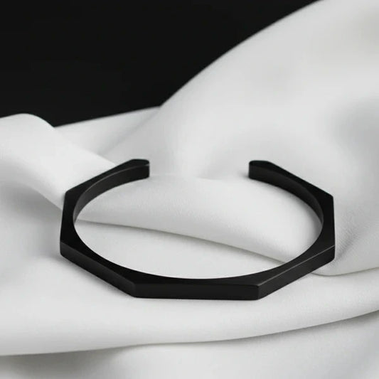 Stainless Steel Hexagon Cuff Bangle