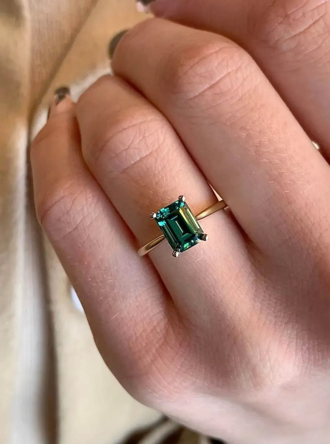 Green Stone Golden Ring