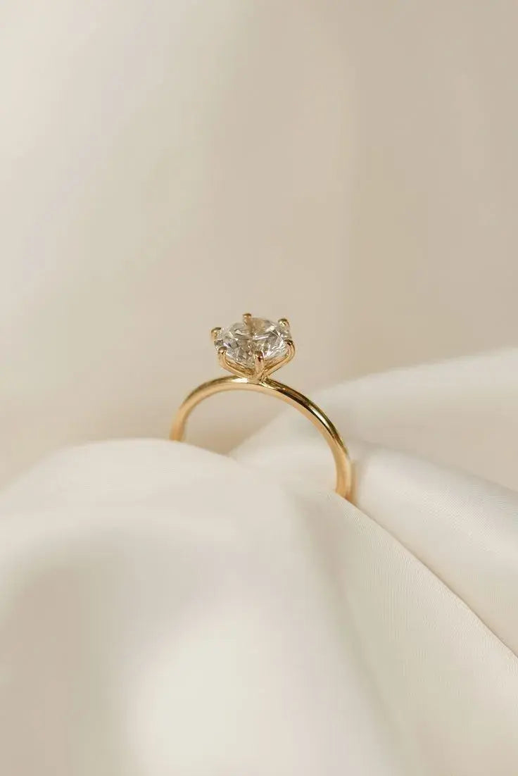 Golden Solitaire Ring