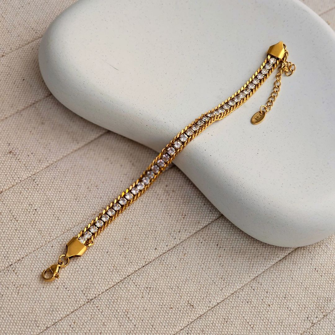 Multilayered Crystal Tennis Bracelet