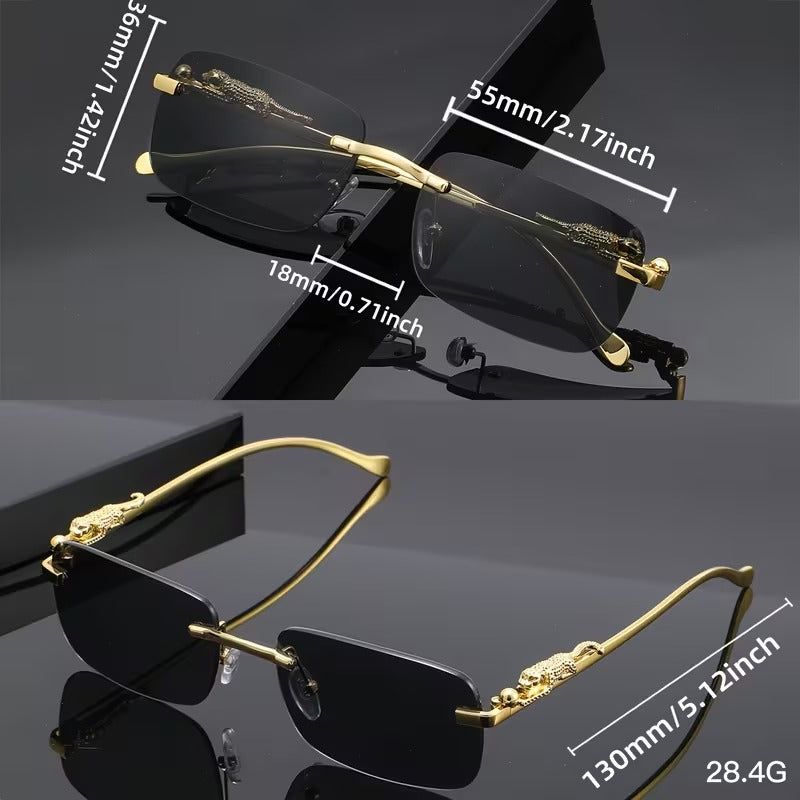 Leopard Rimless Square Sun Glasses