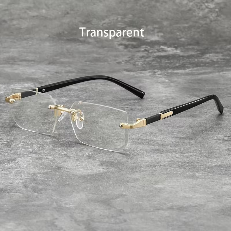 Retro designer rimless sunglasses