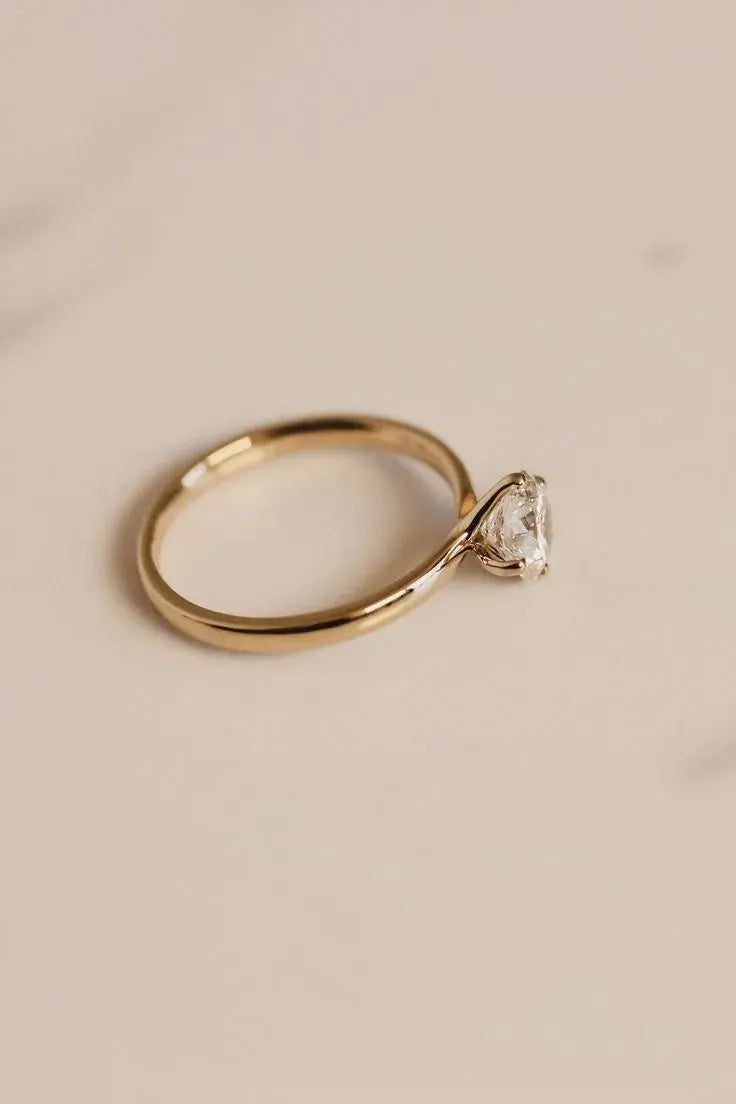 Golden Solitaire Ring