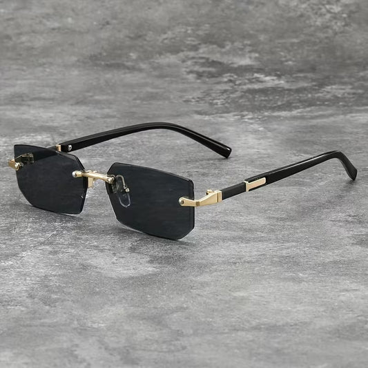 Retro designer rimless sunglasses