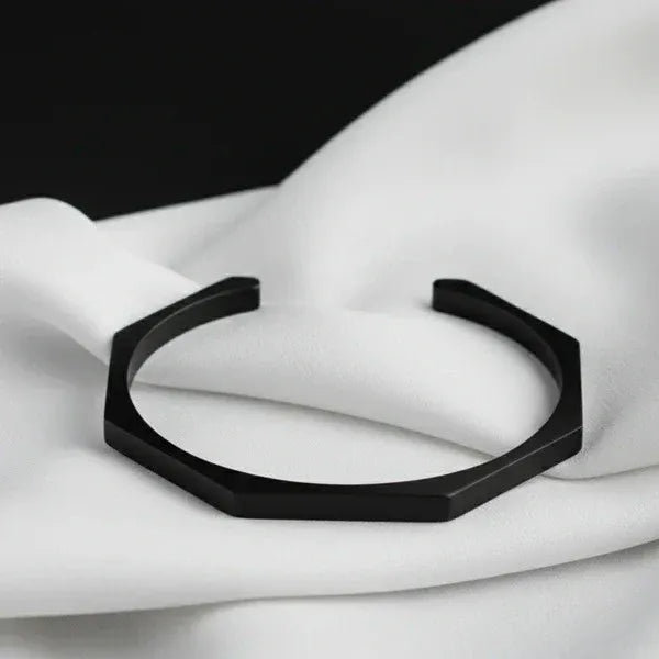Stainless Steel Hexagon Cuff Bangle
