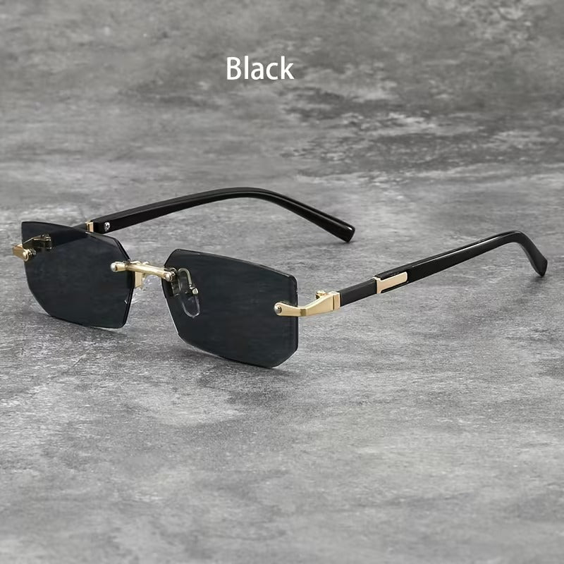 Retro designer rimless sunglasses