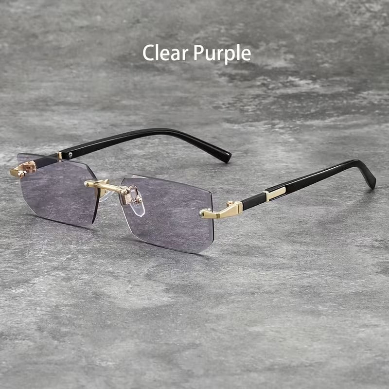 Retro designer rimless sunglasses
