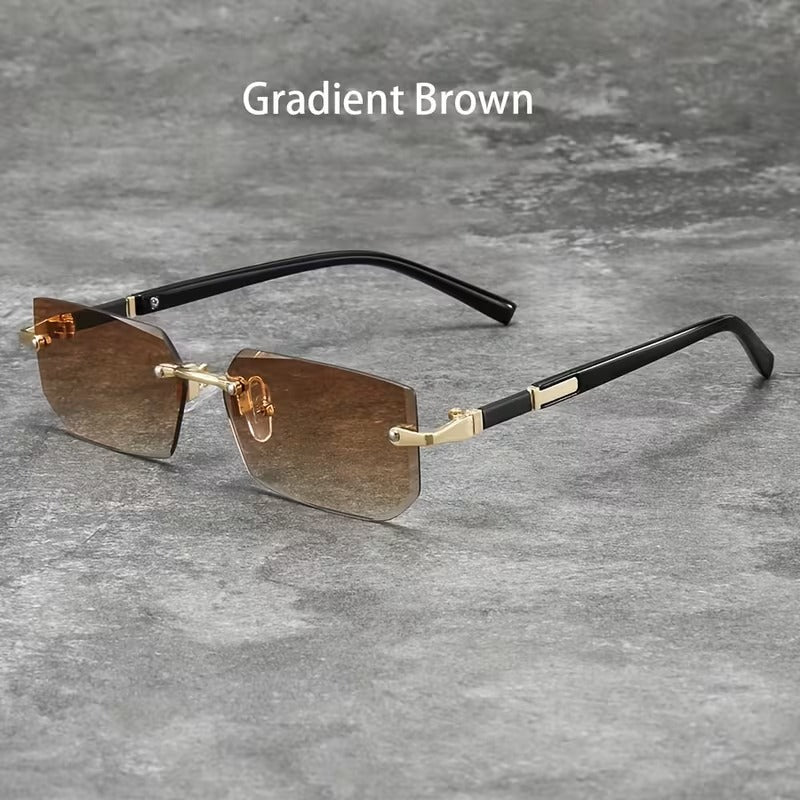 Retro designer rimless sunglasses