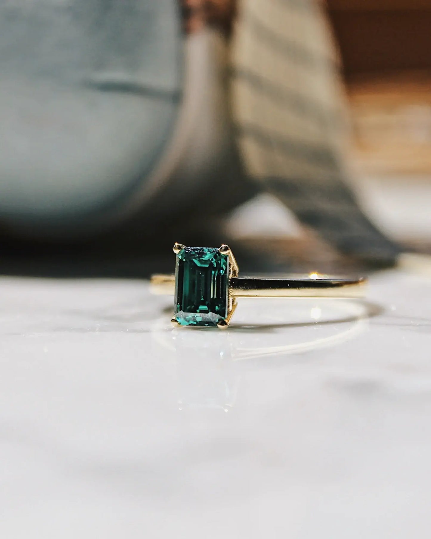 Green Stone Golden Ring
