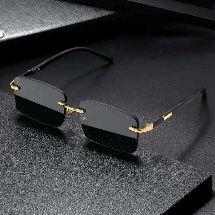 Retro designer rimless sunglasses