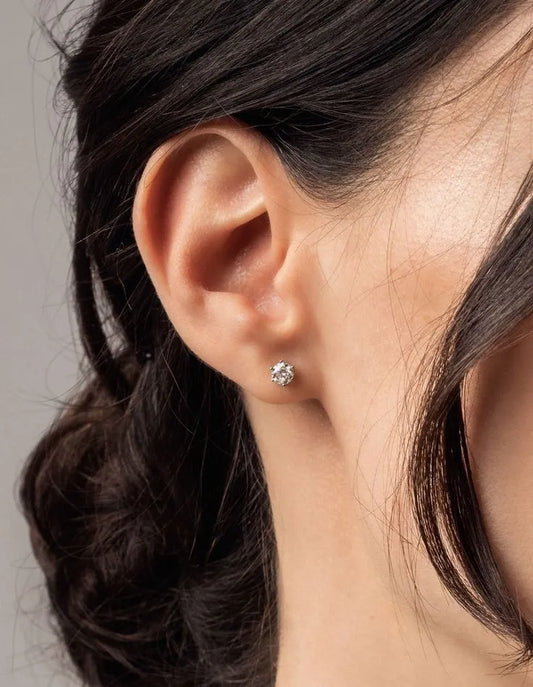 Solitaire Stone Stud Earrings