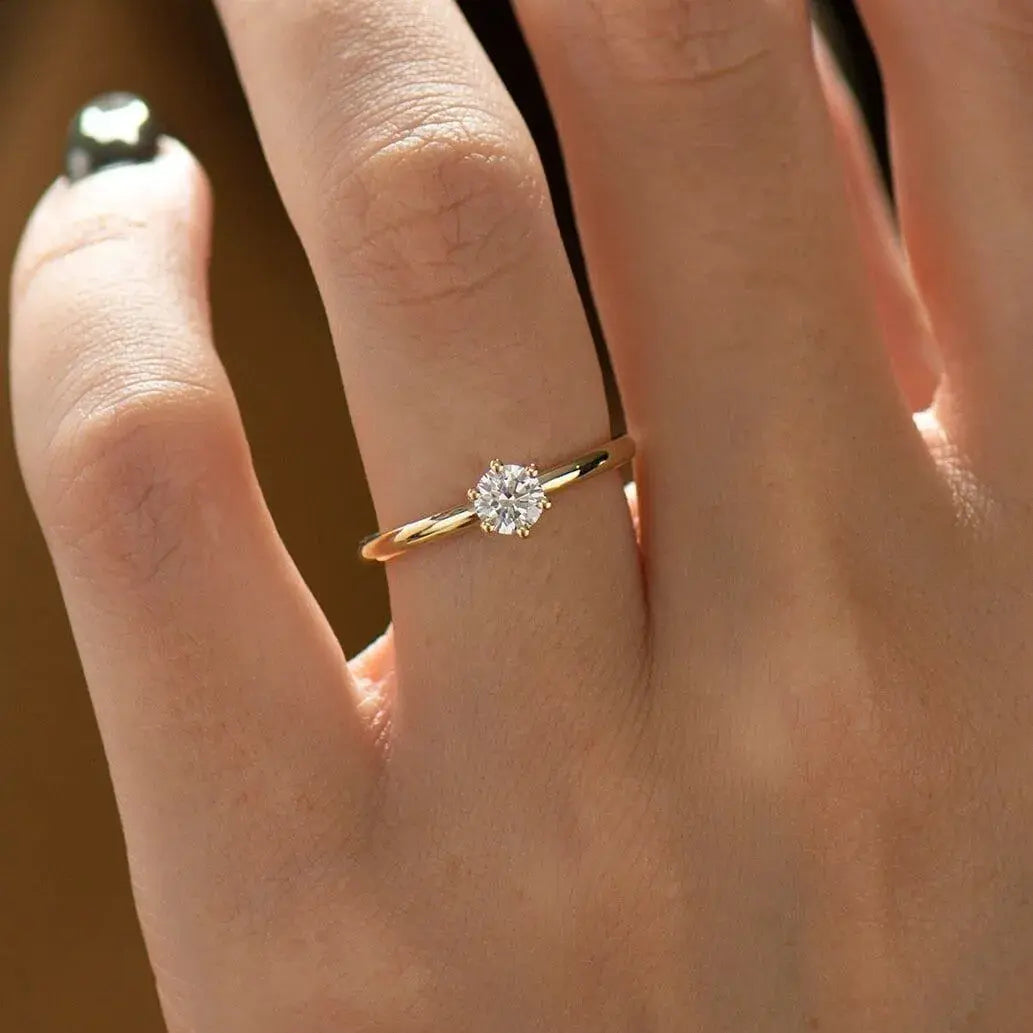 Golden Solitaire Ring