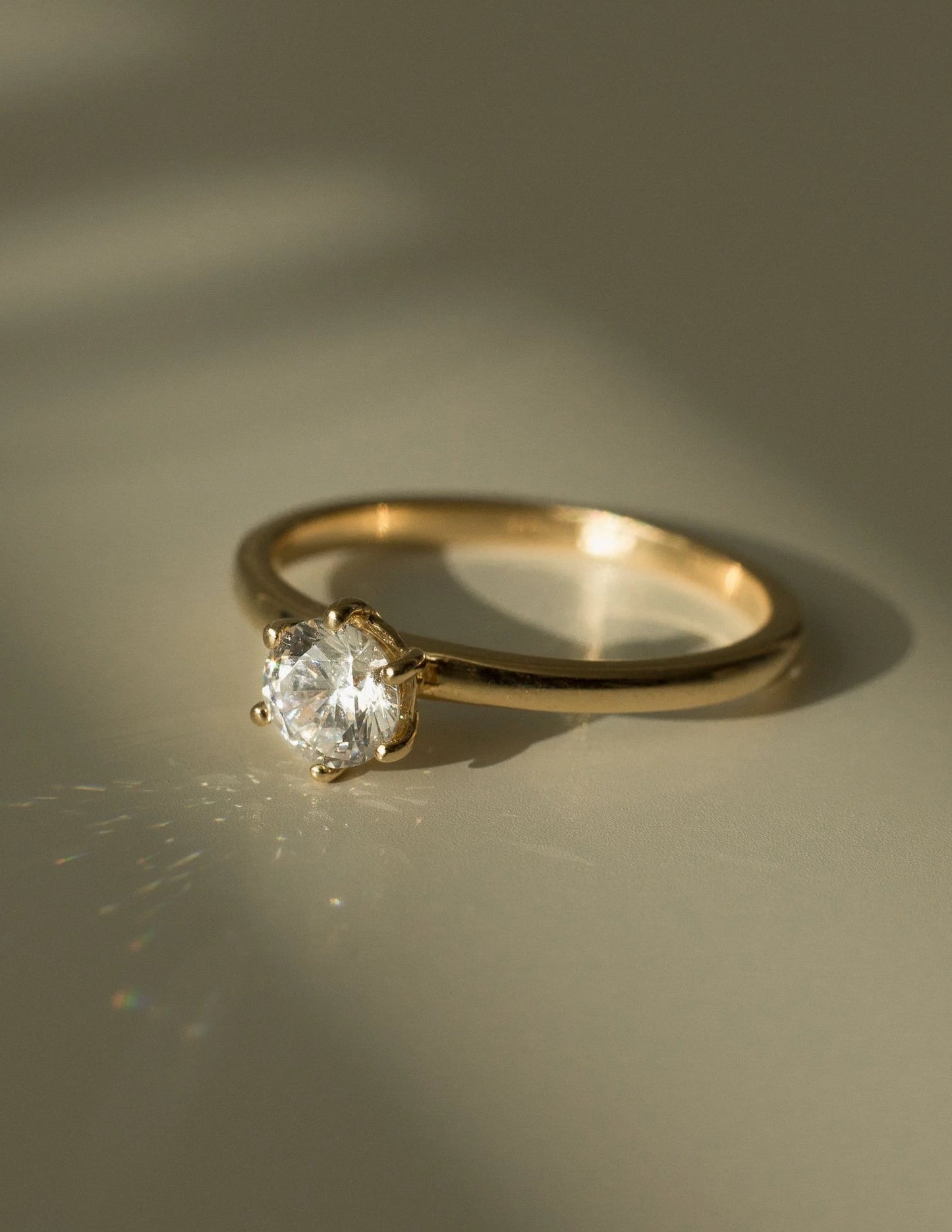 Golden Solitaire Ring
