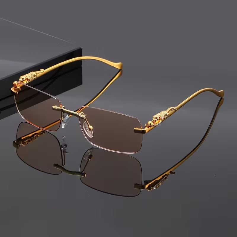 Leopard Rimless Square Sun Glasses